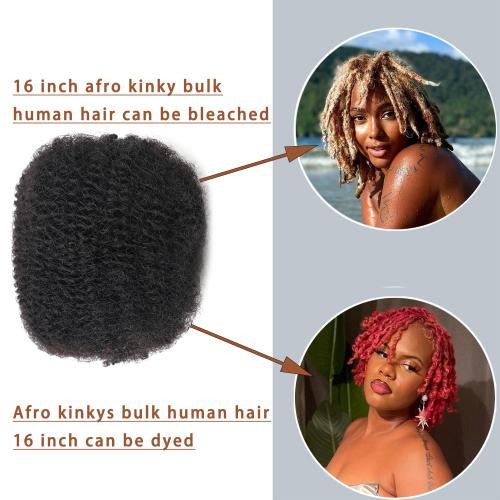 Afro Kinkys Bulk Human Hair 16 inch (1B 16 Inch)