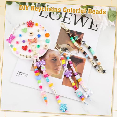 BESARME Beaded Keychain Making Kit, 372 Pcs, Colorful Alphabet Beads