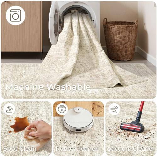2x8 Runner Rug Non Slip,Washable Hallway Runner Rug,Beige