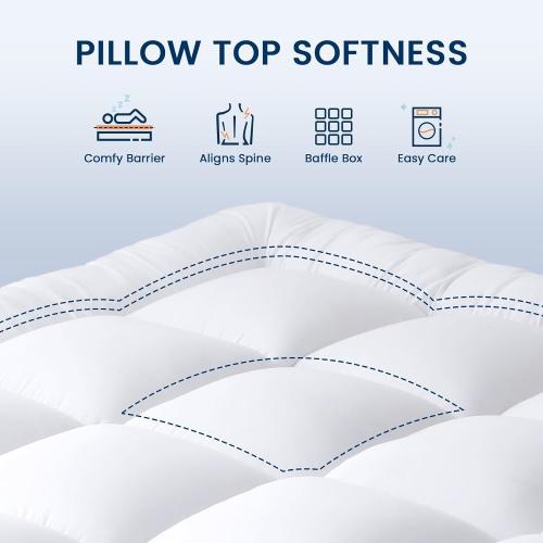Queen Mattress Topper Extra Thick, Cooling Plush Mattress Pad