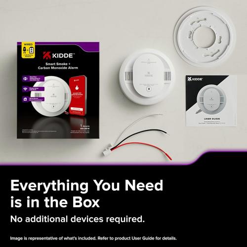 Kidde Hardwired Kidde App Enabled Smart Smoke and Carbon Monoxide Detector, AA Battery Backup, Voice Alerts, Interconnected Alarm