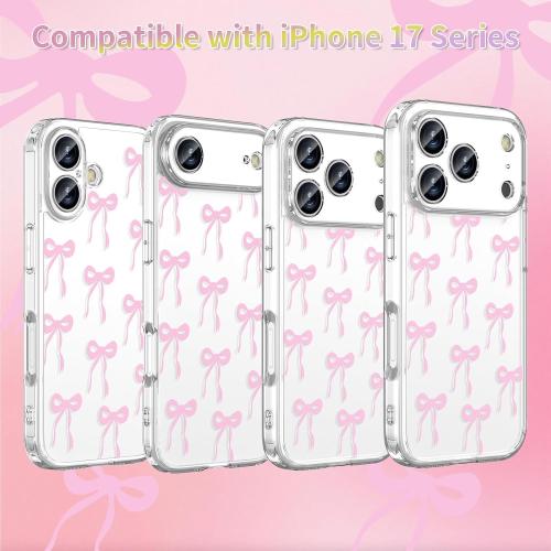 (clear pink) Case Compatible with iPhone 17 Pro 6.3 Inch with Screen Protector, Cute pink Clear Phone Cover for Women Girl｜Full Camera Protection｜Anti-Yellowing｜Shockproof & Anti-Scratch, Pink