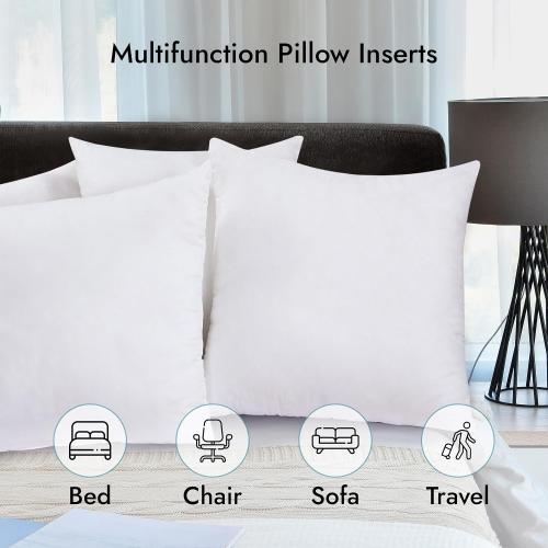 ROYALE LINENS 12 x 12 Pillow Insert - Down Alternative Throw Pillows Insert - Square Pillow Pack of 2 White - Bed & Couch Pillows - Inner Cushion for Bed, Cushion for Living Room - Shams Stuffer