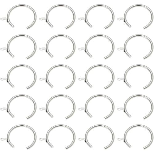 The Lord of the Tools 20Pcs Silver Metal Passing Curtain Pole Rings Curtain C Type Ring for Bay Window Curtain Poles Chrome with Fixed Eye Sliding Eyelet, HP869_M
