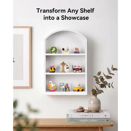 9x13.5 Small Arched Trinket Display Shelf Shadow Box, White