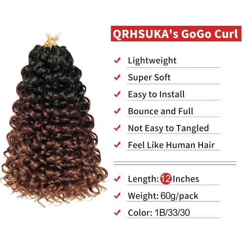 Curly Crochet Hair GoGo Curl Crochet Hair for Women 12 Inch 6Packs 1B/33/30