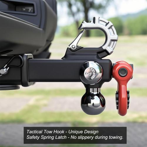 Trailer Hitch Tri-Ball Mount: with Swivel Tow Shackle and Tow Hook, fits for 2-inch Receiver, Chrome Trailer Ball Size 1-7/8, 2 and 2-5/16 and 5/8 Hitch Lock Pin