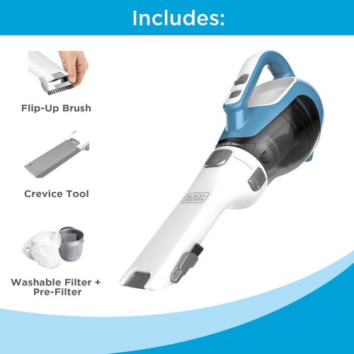 Black Decker, Dustbuster AdvancedClean Handheld Vacuum Cordless, Compact Home and Car Vacuum with Crevice Tool, Rotating Nozzle and Charging Station