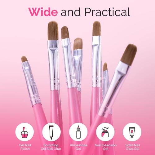 MelodySusie Gel Nail Brush 7Pcs, Sizes 2-14