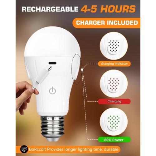 CordlessGlow Battery Operated Light Bulb with Remote，3 Colors   Dimmable   Touch Control Rechargeable Light Bulbs for no-Hardwired Fixture, up to 24 Hours,2Pack