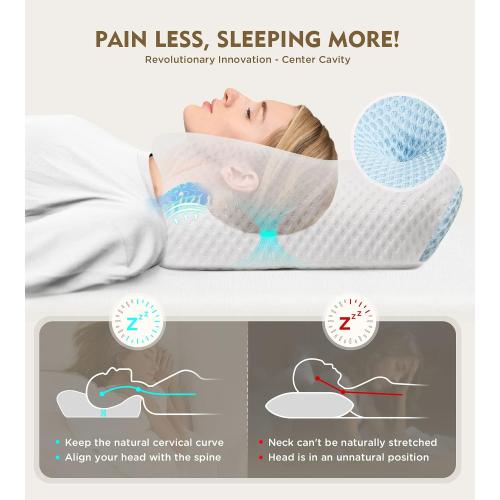 Osteo Cervical Pillow for Neck Pain Relief, Hollow Design Odorless Memory Foam Pillows with Cooling Case, Adjustable Orthopedic Bed Pillow for Sleeping, Support for Side Back Sleepers