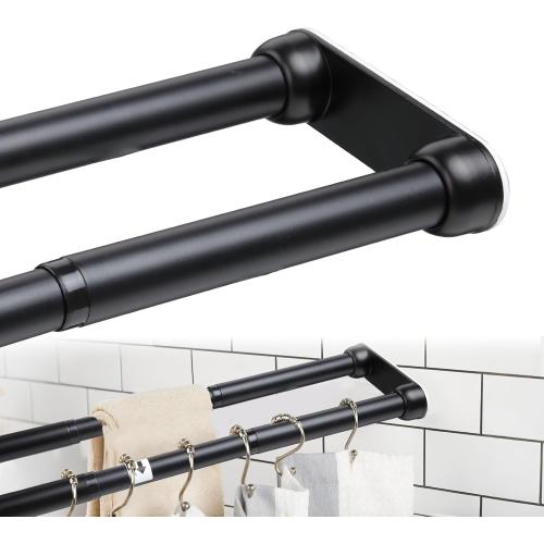 No-Drill Double Tension Shower Curtain Rod 36.4“-58”