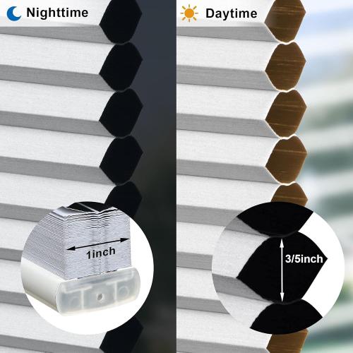 LazBlinds Cordless Cellular Shades, No Tools No Drill Blackout Honeycomb Shades Pleated Blinds for Windows, 33'' W x 48'' H, Silver White