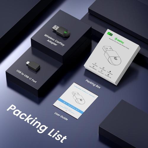 Wireless CarPlay Adapter for iPhone - Convert Wired to Wireless, Mini USB Design, Plug & Play - Compatible with Cars with Apple CarPlay - Includes USB-C Cable - Fast Connection, No Latency