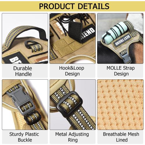 PET MARVEL Heavy Duty Dog Harness with Handle, No Pull Adjustable Outdoor Vest with Metal Buckles, MOLLE Panel & Reflective Strips for Medium Large Dogs