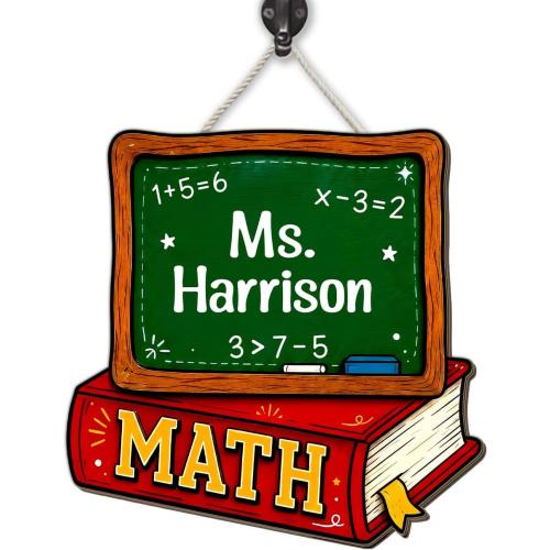 Math Teacher Door Sign, School Board & Math Book Wooden Door Hanging Decor, Maths Class Chalkboard Sign, Mathematic Teacher Gift, Personalized Maths Classroom Decor, Mathematic Teacher Must Have