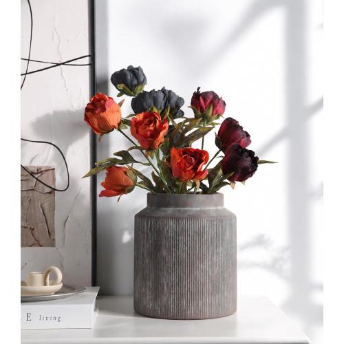 Flower Vase, 7 in Ceramic Vases for Centerpieces Rustic Vase Home Decor Vintage Farmhouse Decorative Terracotta Pottery Cute Wide Mouth Vase for Dining Table Fireplace Living Room Bathroom Wedding