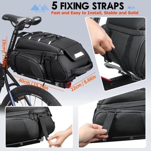 RAINSMORE Bike Bag for Bicycle Rear Rack 15L Waterproof Ebike Trunk Bag