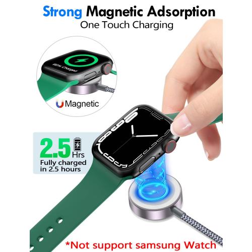 Travel Essentials for Apple Watch Charger,iPhone Charger,3 in 2 Multi Charging Cable,Type C/Magnetic Fast Charging Cable [Portable] for iWatch Series Ultra/11/10/9/SE,iPhone 17-11-6FT Gray