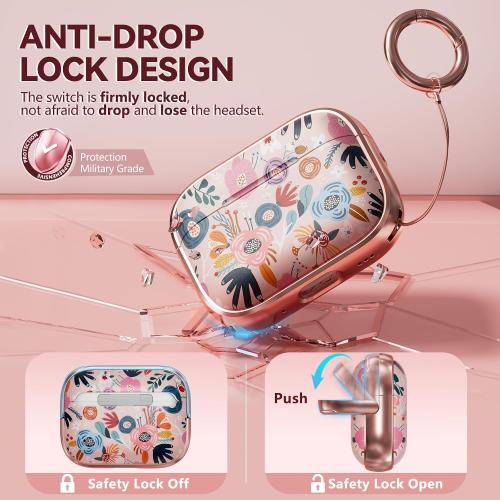 Inesore Pink for AirPods Pro 3 Case 2025 with Lock, for Women Girly Floral Cute Case Compatible with Apple Airpods Pro 3rd Generation Cover, with Phone Stand,Keychain & Cleaner Kit -Pink Flower