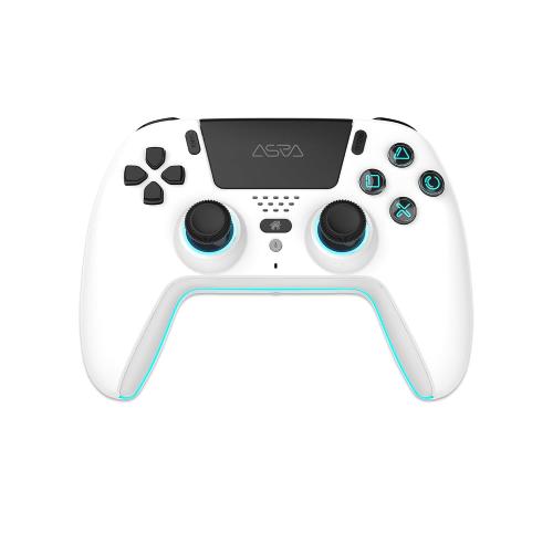ASRVA White Wireless Pro Controller for P5, Hall Effect Joystick No Drift, 2 Back Paddles, Macro, Gyro, 1000mAh, RGB, Compatible with P5/Pro/Slim/PC/iOS/Android