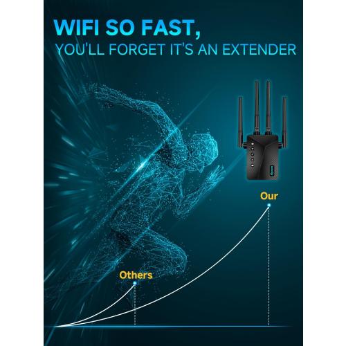 WiFi Extender Signal Booster for Home, Covers Up to 18,000 Sq Ft, Long Range Wireless Internet Repeater with Ethernet Port, Eliminates Dead Zones, Reduces Buffering, Supports 65  Devices, 1-Tap Setup