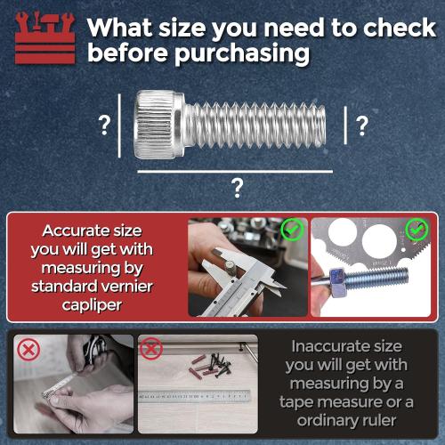 25pcs Socket Head Cap Screws Bolts Nuts Kit M4 304 Stainless Steel