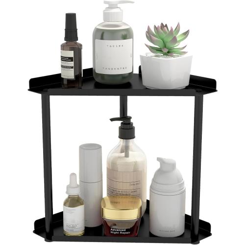 Jesginboo 2 Tier Bathroom Counter Organizer, Vanity Organizer Corner Shelf