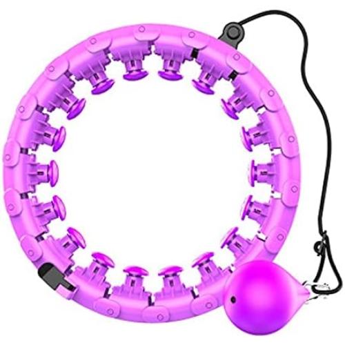 Smart Weighted Hoola Fitness Hoops for Adults Weight Loss, 24 Detachable Knots, 2 in 1 Adomen Fitness Message (PURPLE)
