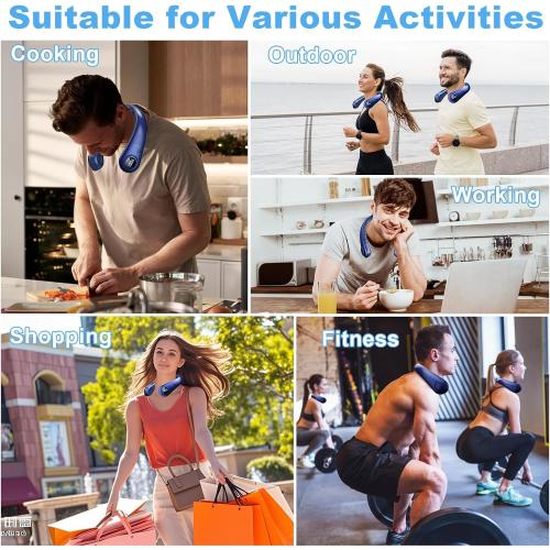 Portable Neck Fan that Blow Cold Air, LED Display, Rechargeable Hands-Free Wearable Cooling Personal Fan, 5 Speed, Neck Support, Bladeless Neck Air Conditioner, Gifts for Women/Men, Hot Flashes