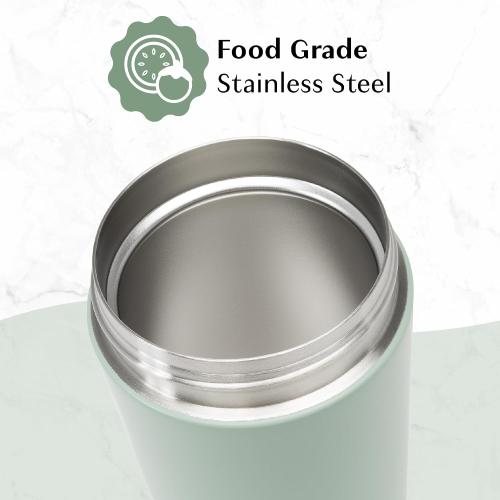 Goodful Stainless Steel Food Jar, Double Wall Vacuum Sealed Insulated Food Storage Container with Carry Handle Lid, 16-Ounce, Sage
