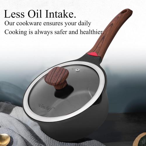 Vinchef 2QT Nonstick Sauce Pan with Lid, Ceramic Coating