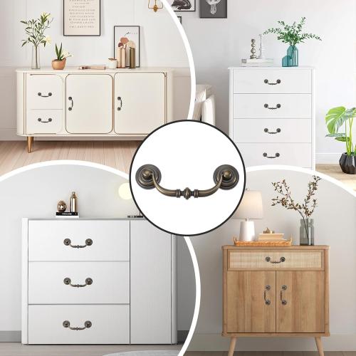 10 PCS Antique Drop Bail Drawer Pulls, 3.5 Inch Drawer Pulls
