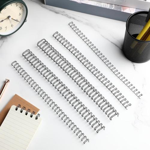 Chumia 100 Pcs Twin Loop Wire Binding Spines Spiral Binding Coils Metal Double Loop Wire Spines Combs 1/4in 5/16in 3/8in 1/2in 9/16in for Teacher Student Document Notebook Making(Black)