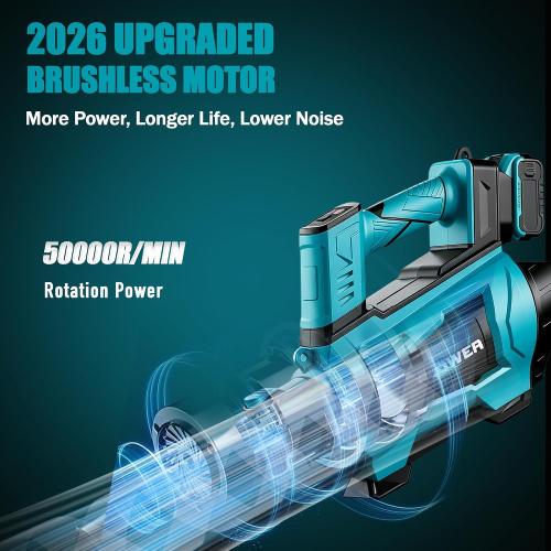 USED‼️ ,Cordless Leaf Blower Compatible with M Akita 18V Battery(No Battery) - 250MPH| 750CFM | 6 Speed Brushless Turbo Powerful Electric Leaf Blowers for Lawn Care, Patio, Blowing Leaves