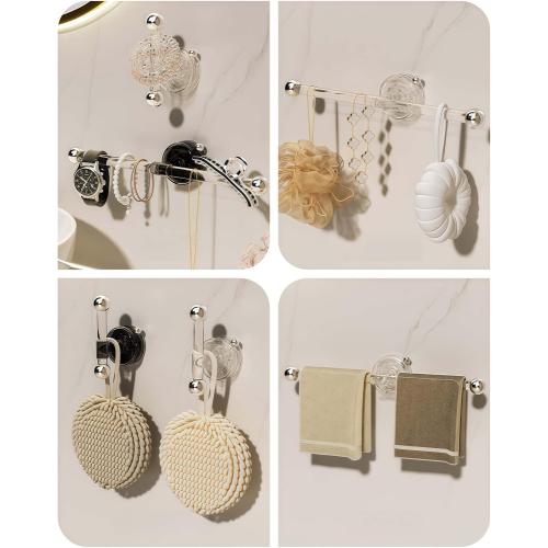 Set of Transparent Suction Cup Washcloth Bar & Suction Cup Hanger Hook Removable Reusable Suction Cup Rack for Shower Bathroom Kitchen (Transparent)