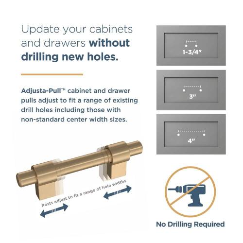 5-Pack Bar Adjusta-Pull Adjustable 1-3/8 to 4 in. (35-102mm) Classic Champagne Bronze Cabinet Drawer Pulls