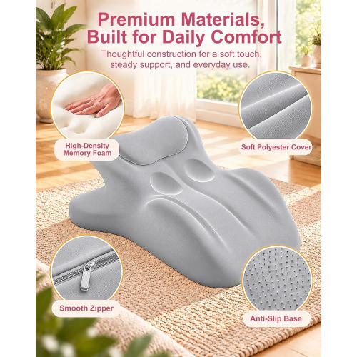 Memory Foam Intimacy Couples Pillow, 27° Ergonomic Wedge, Grey