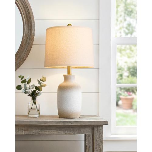 PoKat 24'' Farmhouse Ceramic Table Lamp with Natural Textured Finish