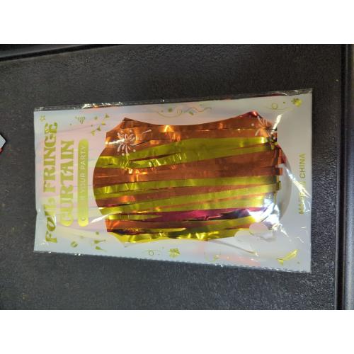 Orange Foil Fringe Curtain Backdrop 3 Pack, 3.2 x 8.2 FT Halloween Decor