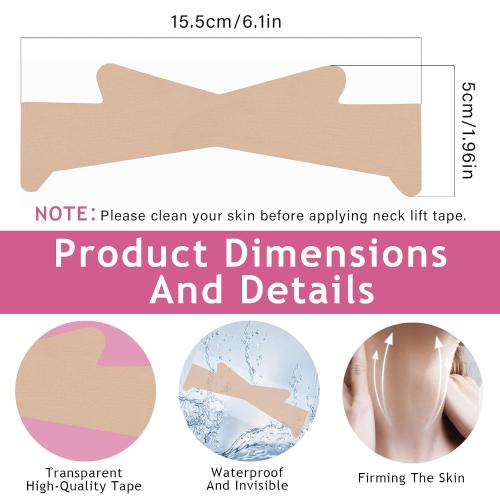 Neck Lift Strips, Invisible Neck Wrinkle Patches, High Elastic Neck Tapes for Double Chin Neck Jowls, Improve Neck Lines and Wrinkles, 20 pcs