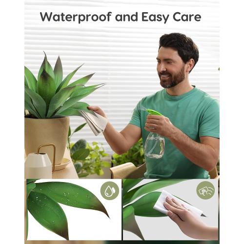 Set of 2 Size 14 Velener Artificial Outdoor Agave Plant - Small Size UV Resistant Fake Agave Plants for Indoor and Outdoor Decor(Purple, 14 Inch)-2 Pack