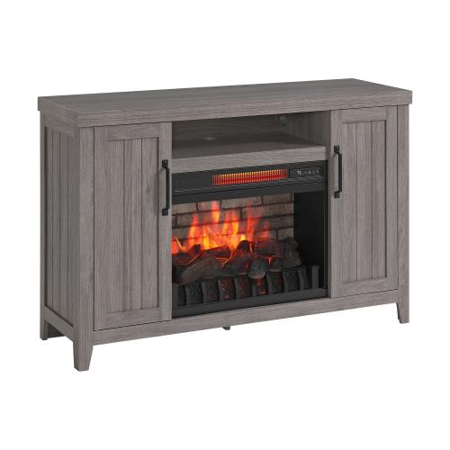 Style Selections 48-in W Iron Oak Infrared Quartz Electric Fireplace