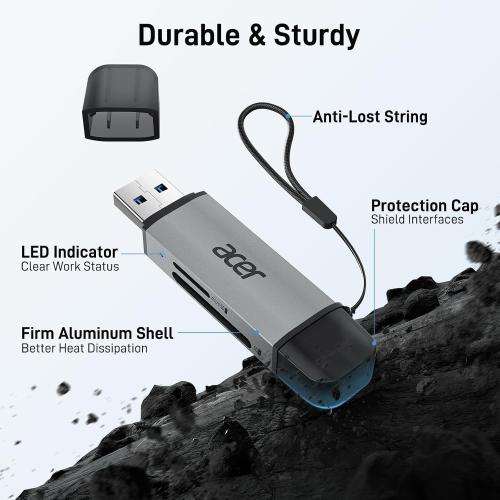acer SD Card Reader USB C, Dual Slots USB Type C to Micro SD Card Adapter