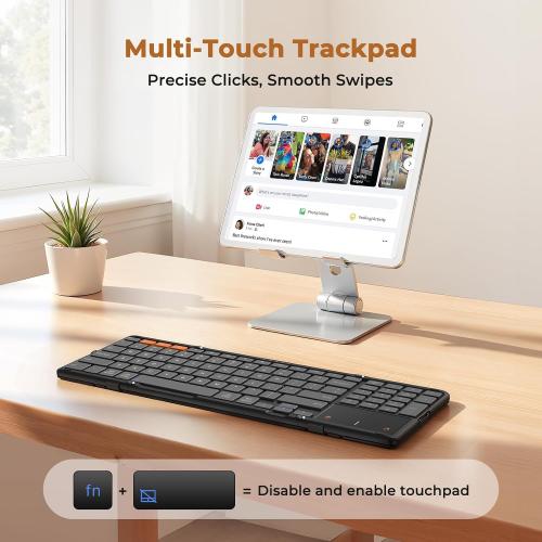 MEETION Foldable Keyboard with Touchpad, Bluetooth Keyboard, Numeric Keypad