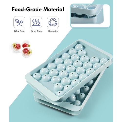 Ice Cube Tray with Lid and Bin – Round Ice Cube Trays for Freezer, BPA-Free Food-Grade Ice Mold, Stackable Ice Ball Maker, Iced Bucket Kits, Circle Ice Tray for Cocktails, Whiskey, Coffee, and Drinks