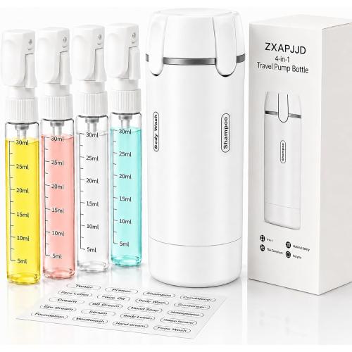 4-in-1 Travel Dispenser Bottle, TSA Approved Leakproof Set(White)