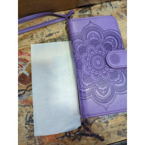 Asuwish Compatible with iPhone 16 Plus 6.7 inch Wallet Case and Tempered Glass Screen Protector Flower Leather Flip Credit Card Holder Cell Phone Cover for i Phone16 16  i16   16Plus Women Men Purple