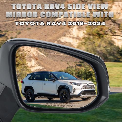 Right Passenger Side Mirror Compatible with Toyota RAV4 2019 2020 2021 2022 2023 2024 Power Heated Turn Signal Blind Spot Door Rear View Mirrors 8 Pins Black