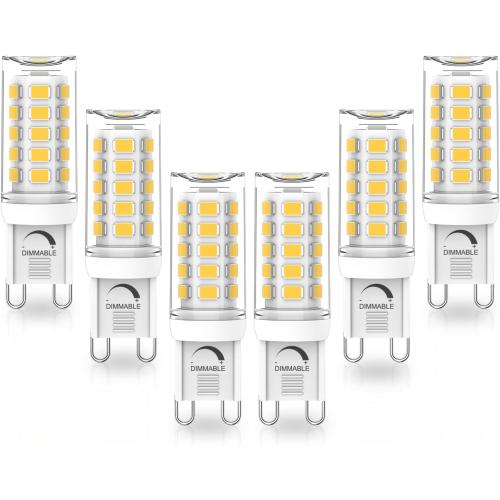 YUIIP G9 LED Bulb Dimmable, 4W, 40W Halogen Equivalent, 4000K Natural White, AC 120V G9 Bi Pin Base Light Bulbs, 380LM, No Flicker, 360° Beam Angle, Pack of 6